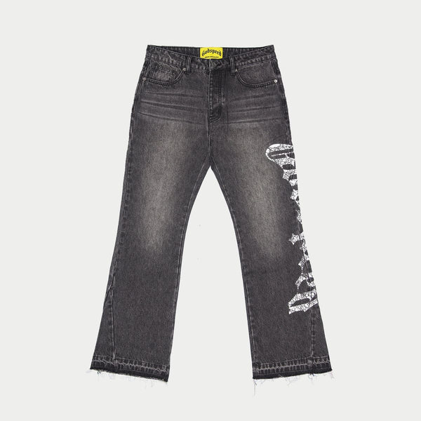 Godspeed Og Logo Flared Denim Printed (Black Wash)