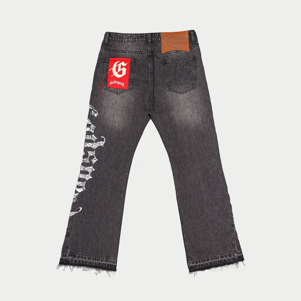 Godspeed Og Logo Flared Denim Printed (Black Wash)