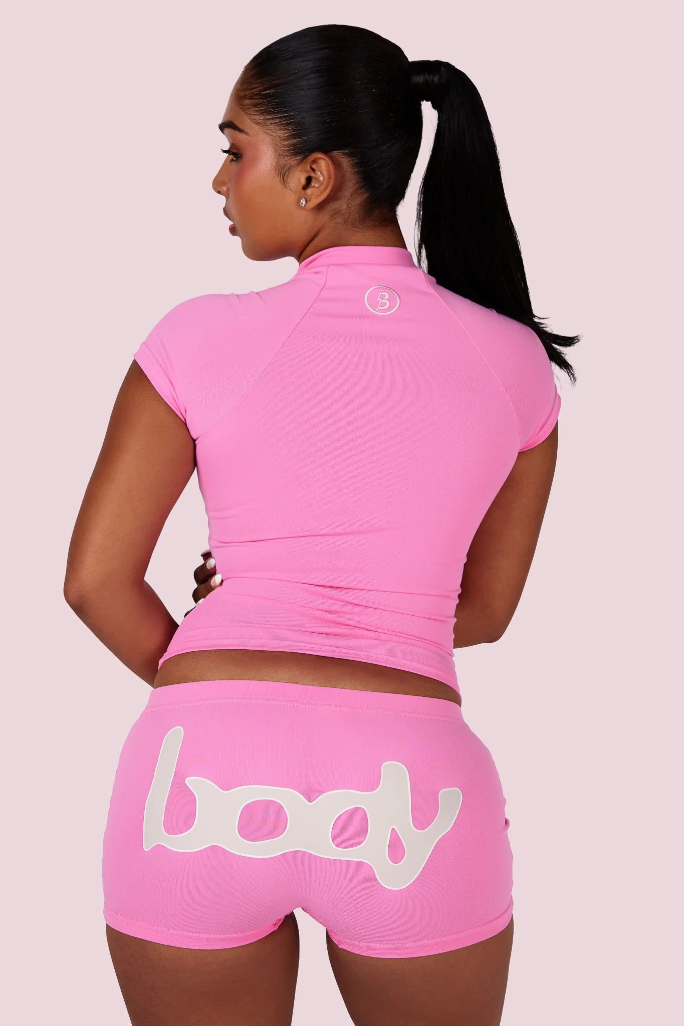 Body By Raven Basics Short Set (Bubblegum Pink/Beige)