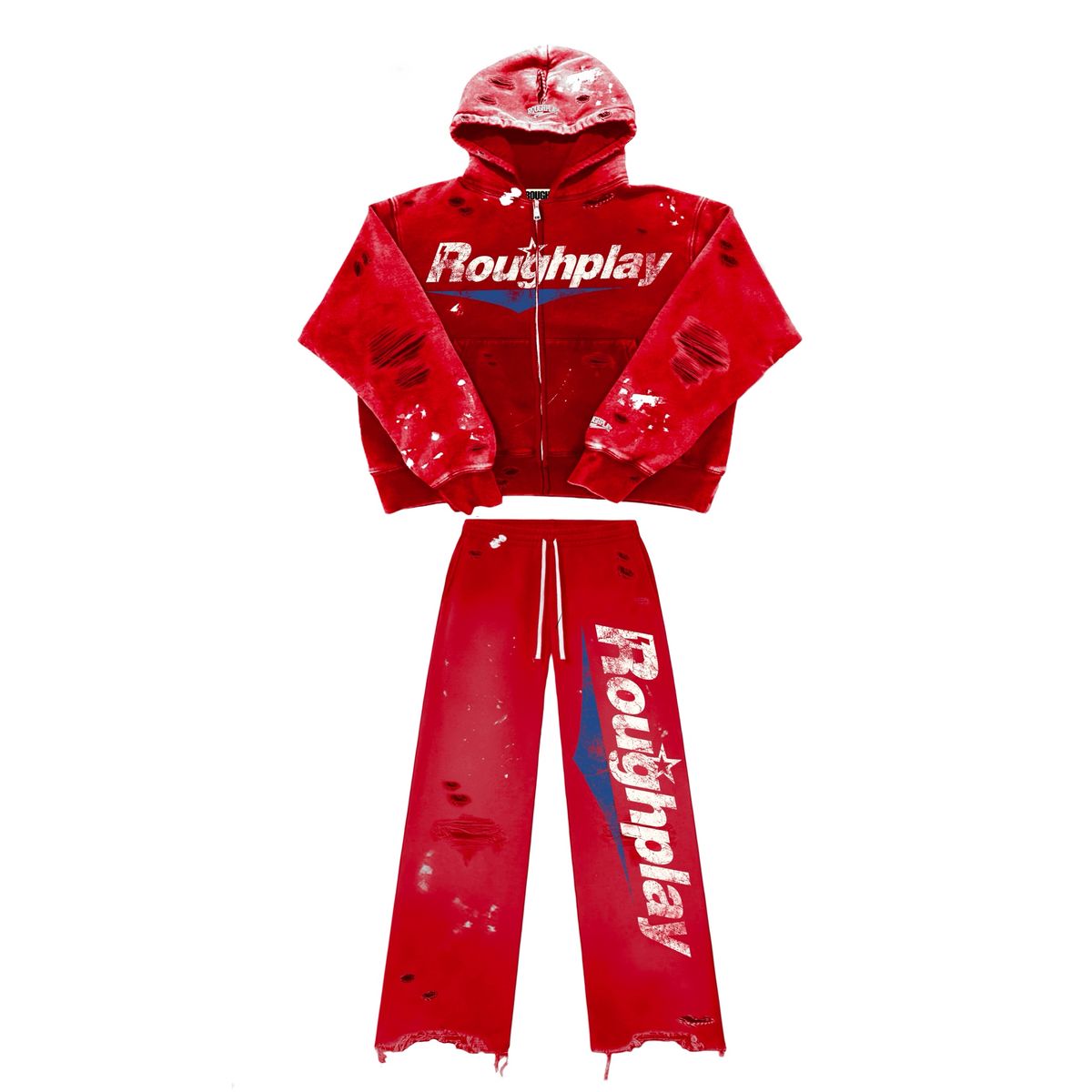 RoughPlay Zip-Up Hoodie Sweatsuit (Red)