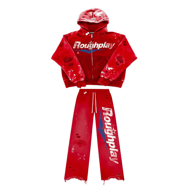 RoughPlay Zip-Up Hoodie Sweatsuit (Red)