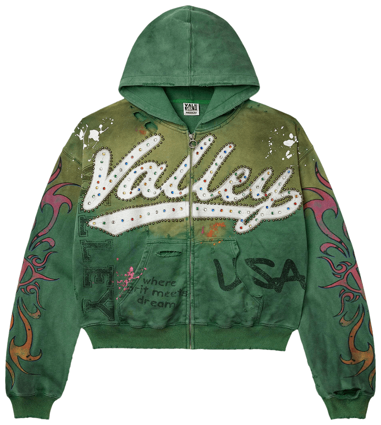 VALE FOREVER INFERNO ZIP UP HOODIE (GREEN)
