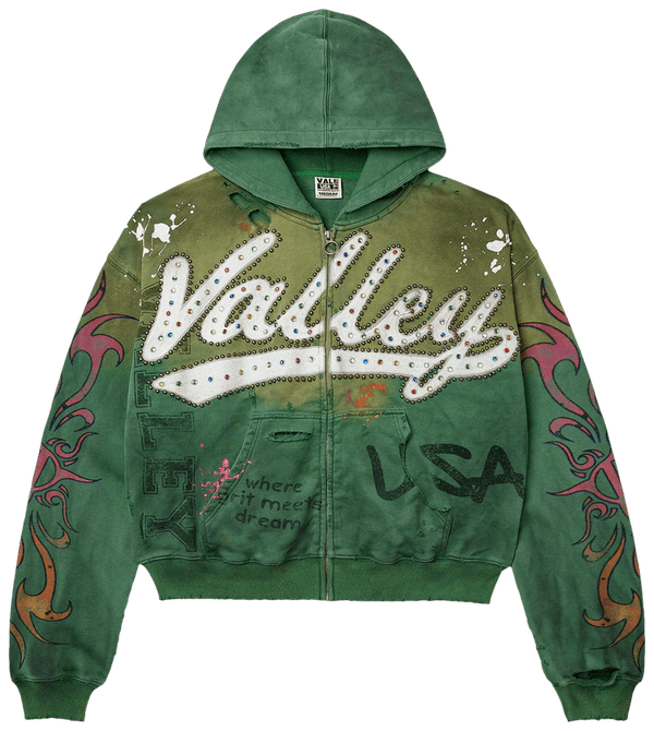 VALE FOREVER INFERNO ZIP UP HOODIE (GREEN)