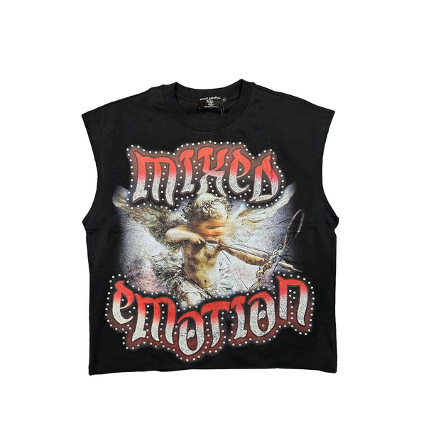 MIXED EMOTION ANGEL SLEEVELESS TEE (BLACK)