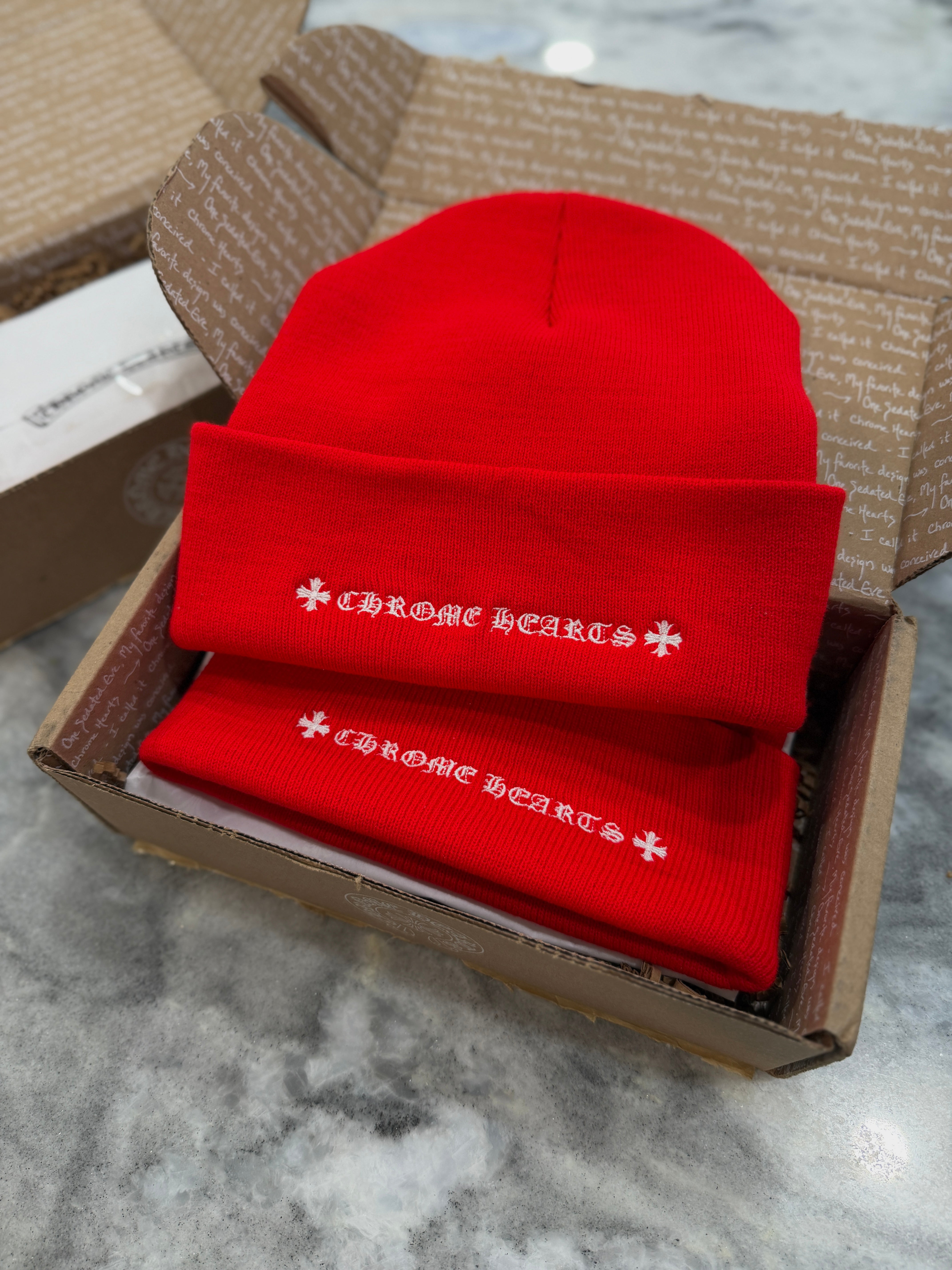 Chrome Hearts Embroidered CH Logo Beanie (Red)