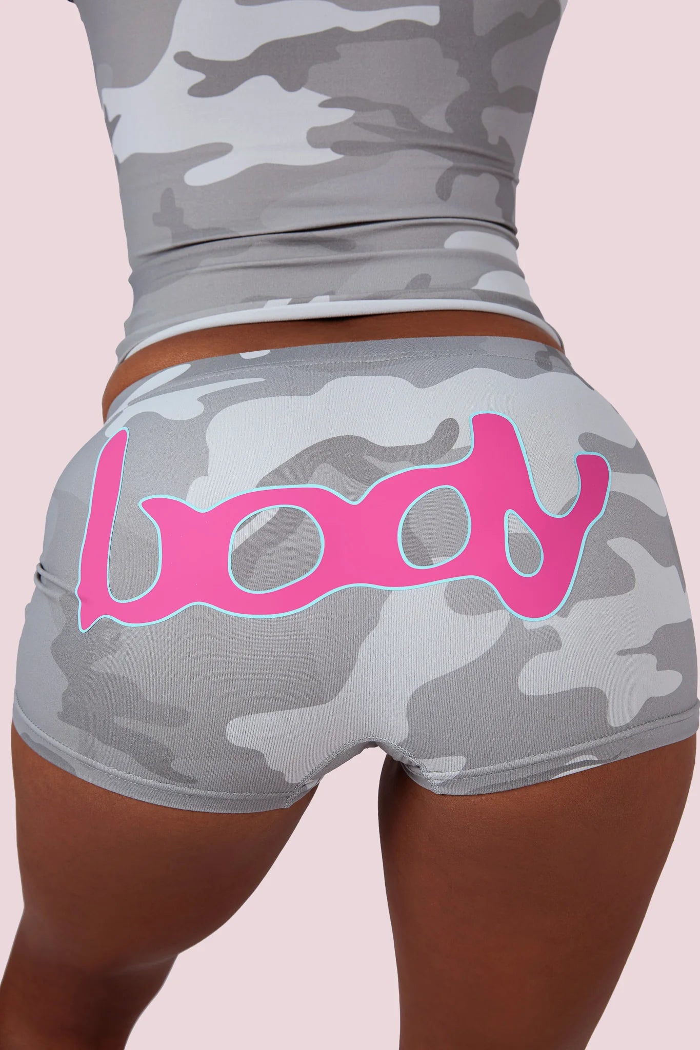 Body By Raven Basics Short Set (Snow Camo/Neon Pink)