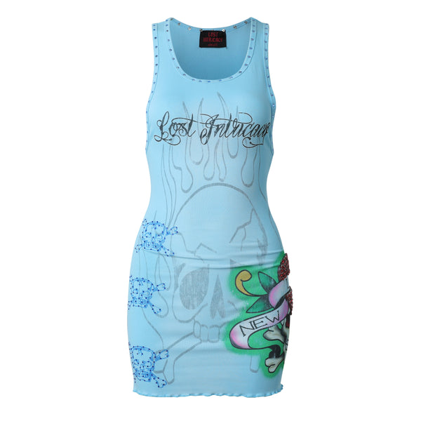 Lost Intricacy Ink & Bones Dress (Baby Blue)