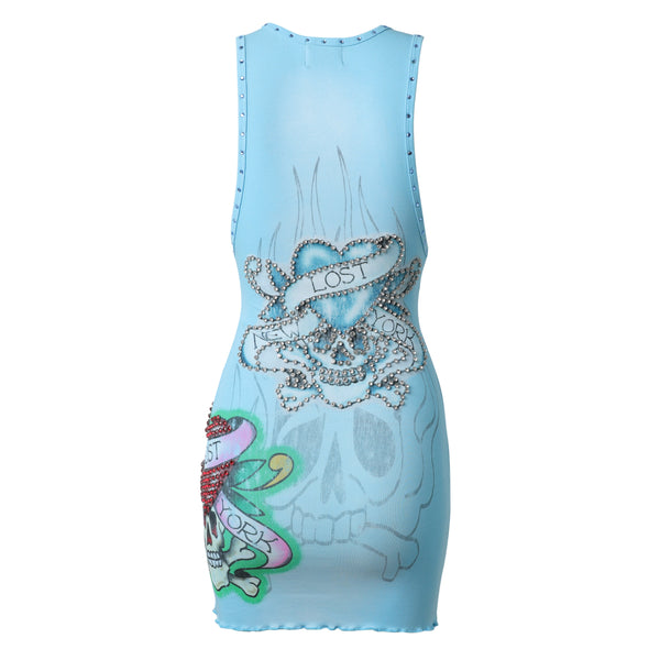 Lost Intricacy Ink & Bones Dress (Baby Blue)
