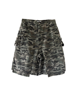 Daven Homme Double Knee Hellen Denim Camo Shorts