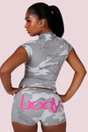 Body By Raven Basics Short Set (Snow Camo/Neon Pink)
