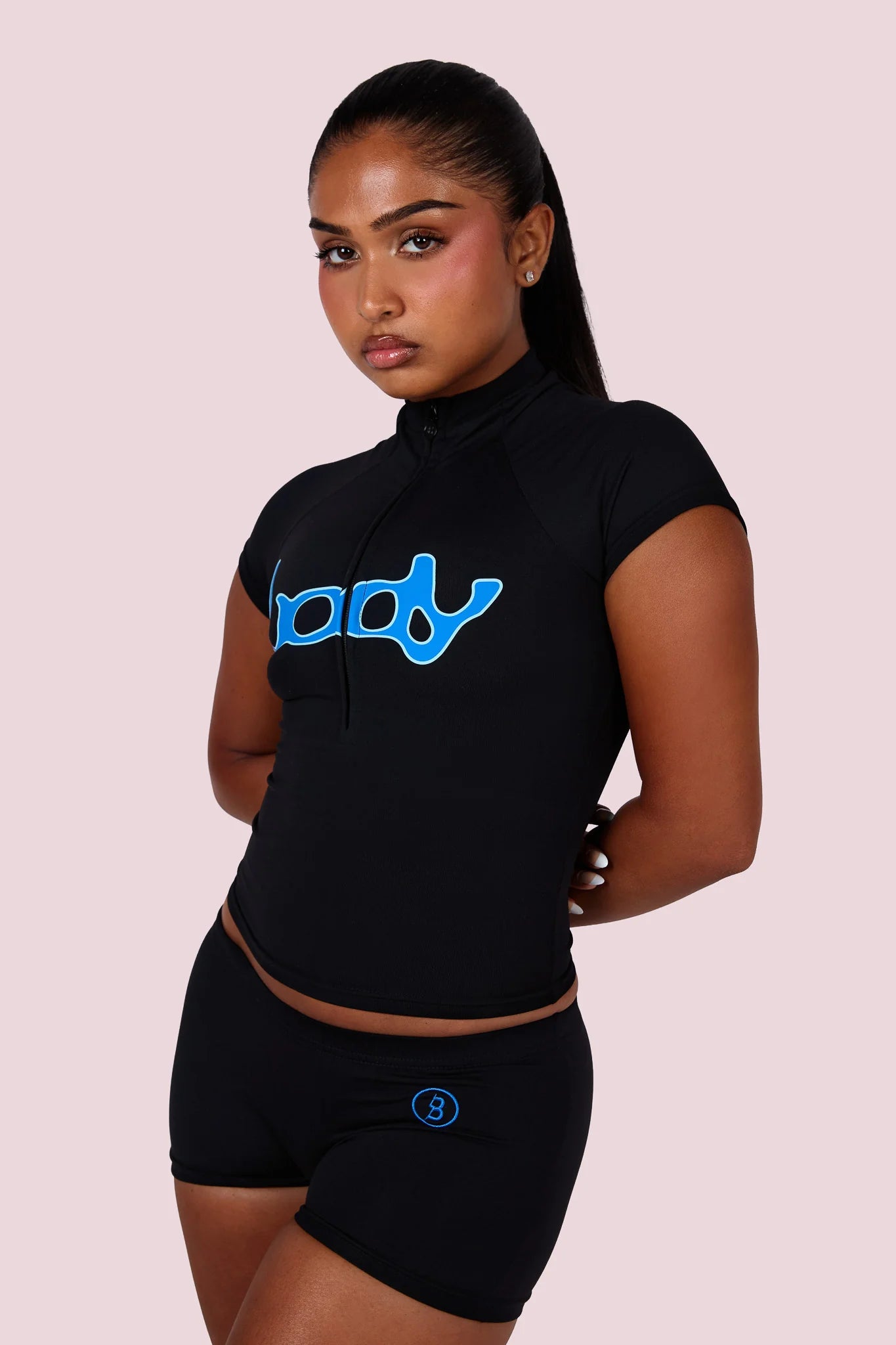 Body By Raven Basics Short Set (Black/Cerulean Blue)