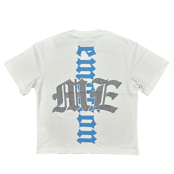 MIXED EMOTION ANGEL RHINESTONE TEE (WHITE)