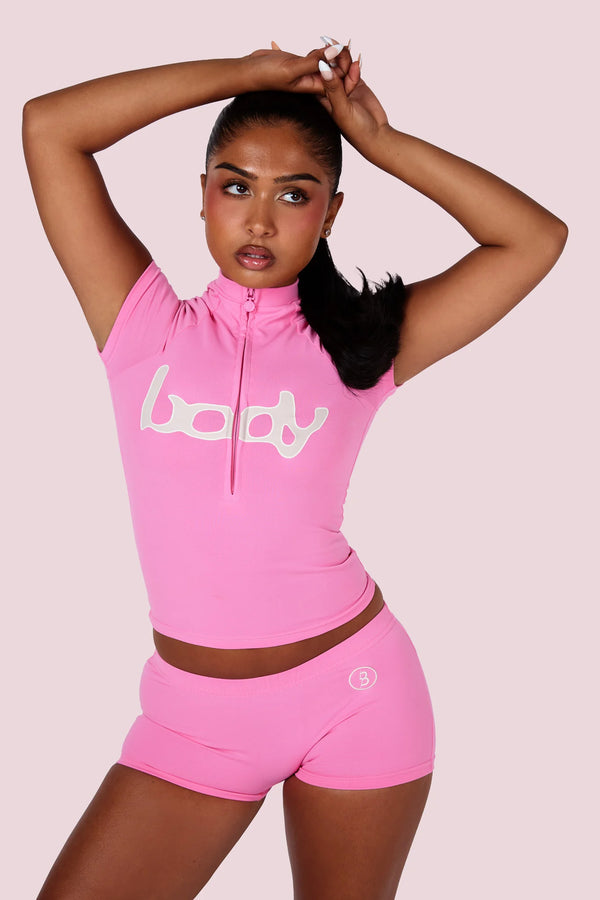 Body By Raven Basics Short Set (Bubblegum Pink/Beige)