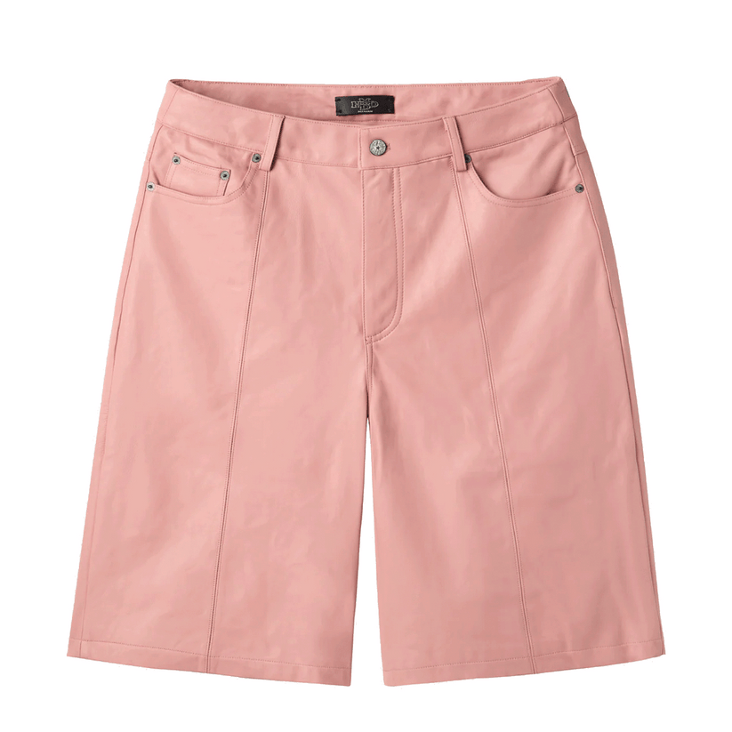 HMDD Pale Pink Lamb-Chop Leather Shorts