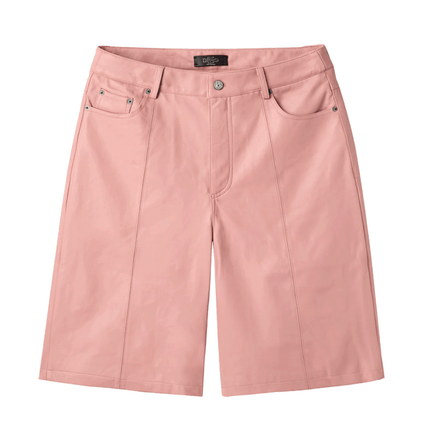 HMDD Pale Pink Lamb-Chop Leather Shorts