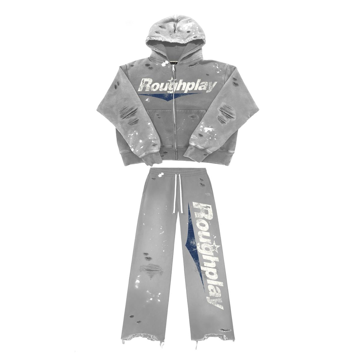 RoughPlay Zip-Up Hoodie Sweatsuit (Grey/Navy)