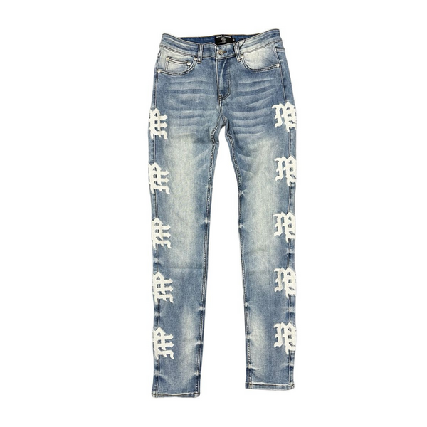 Mixed Emotion Monogram Denim (Black Wash/White)