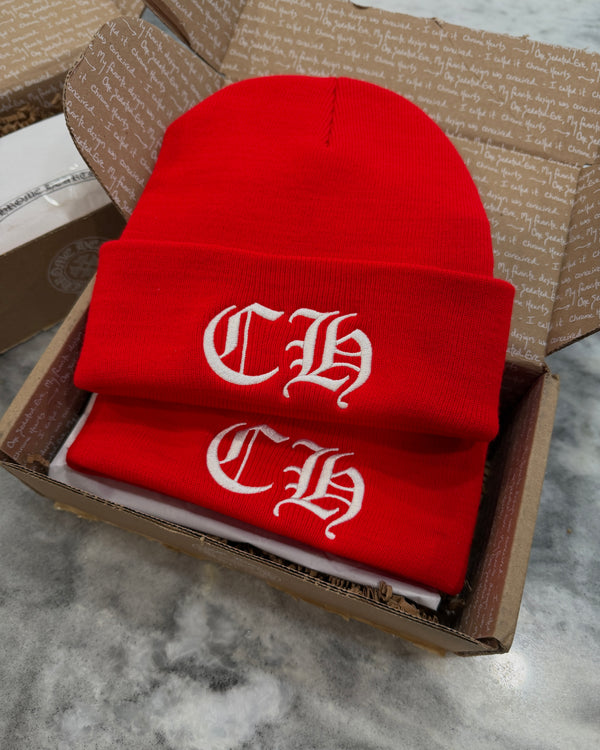 Chrome Hearts Embroidered CH Logo Beanie (Red)