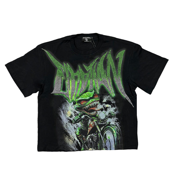 MIXED EMOTION GOBLIN RHINESTONE TEE (BLACK)