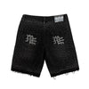Mixed Emotion Rhinestone Denim Shorts (Black)