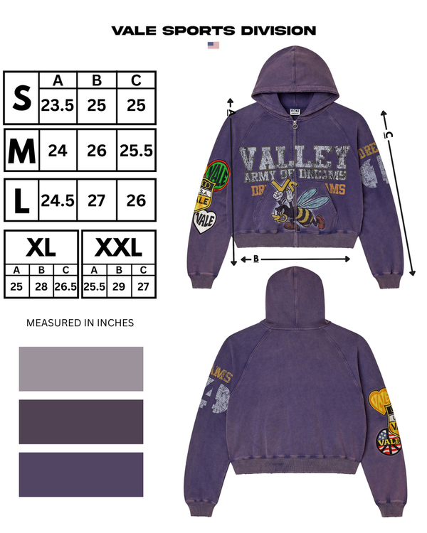 VALE FOREVER ARMY ZIP UP HOODIE