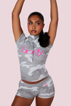Body By Raven Basics Short Set (Snow Camo/Neon Pink)