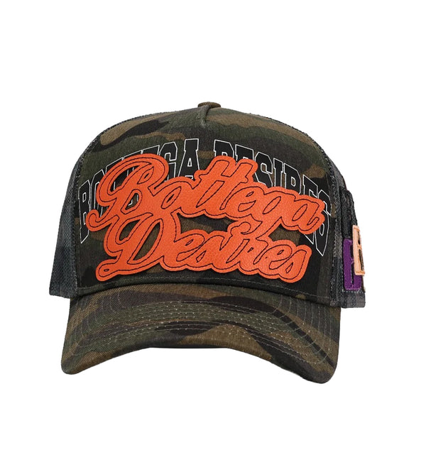 Bottega Desires Camo Trucker Hat