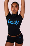 Body By Raven Basics Short Set (Black/Cerulean Blue)