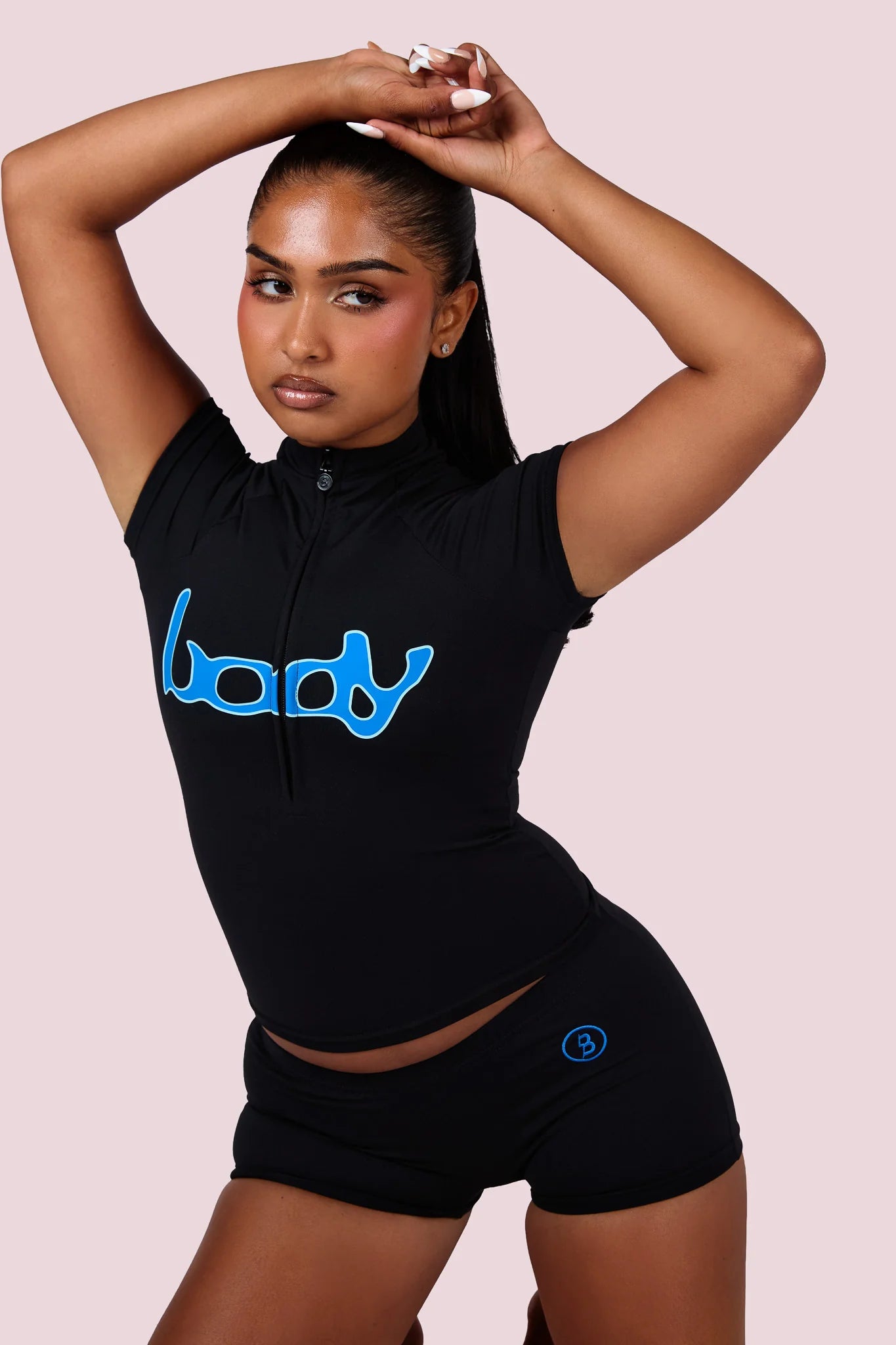 Body By Raven Basics Short Set (Black/Cerulean Blue)