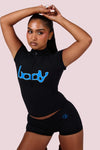 Body By Raven Basics Short Set (Black/Cerulean Blue)