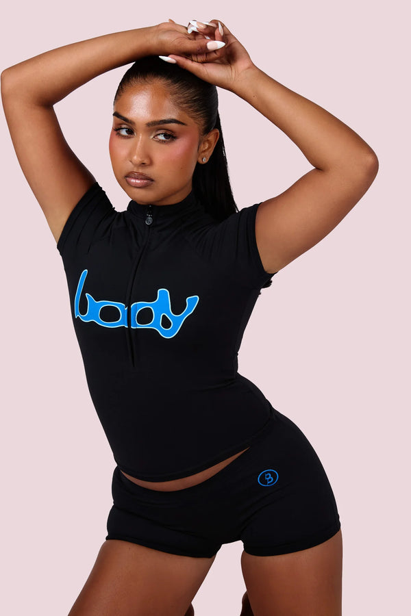 Body By Raven Basics Short Set (Black/Cerulean Blue)