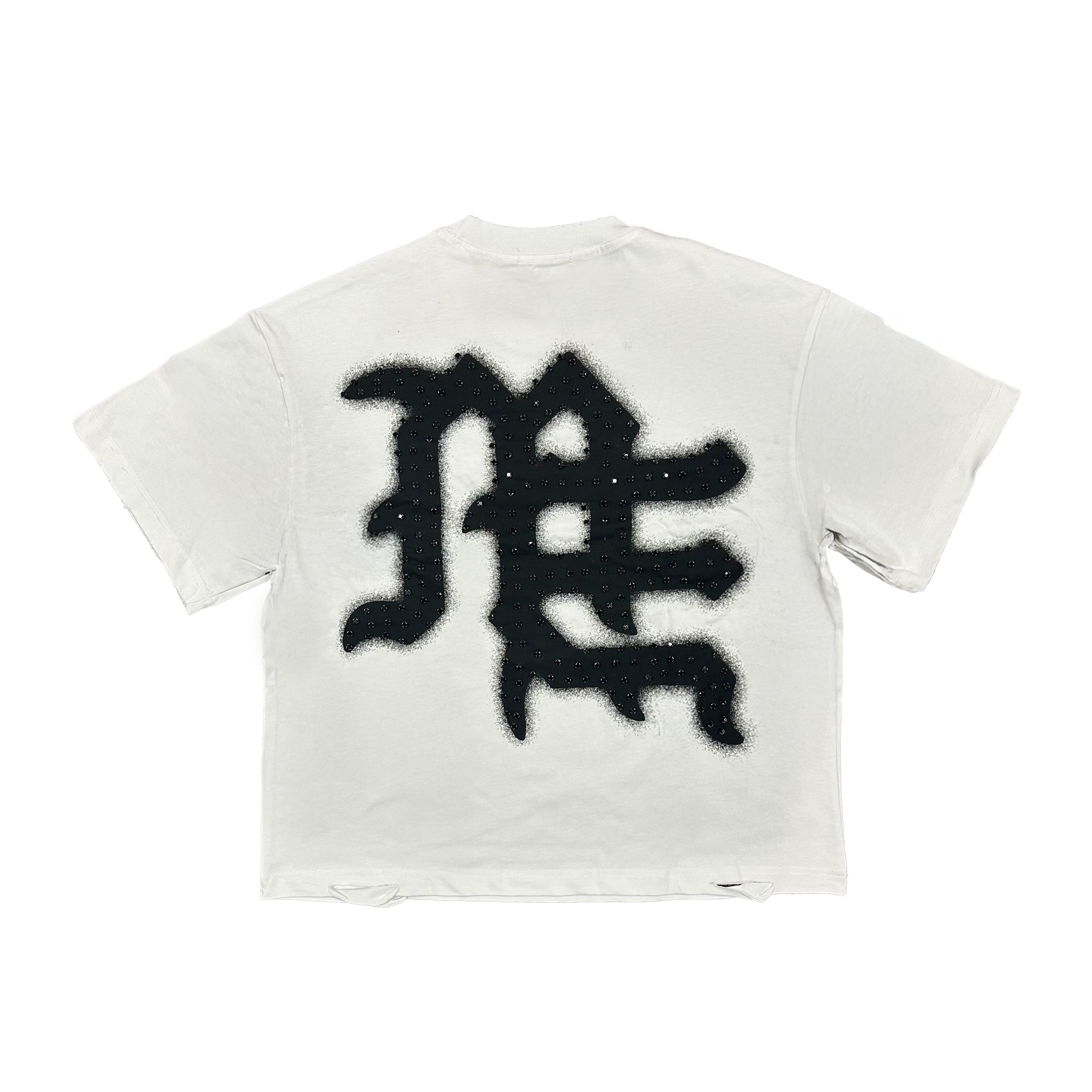 MIXED EMOTION E.N.D. RHINESTONE TEE (WHITE)