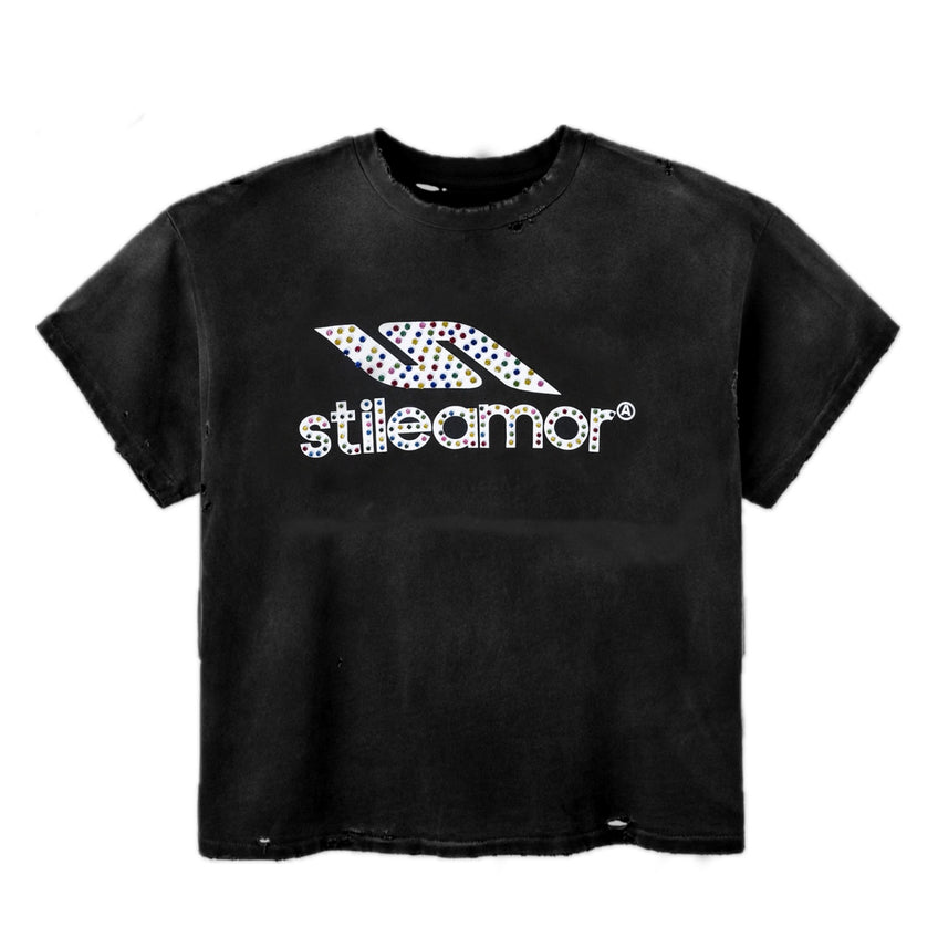 Stile De Amor 'Colorato Rhinestone' Tee (Black)