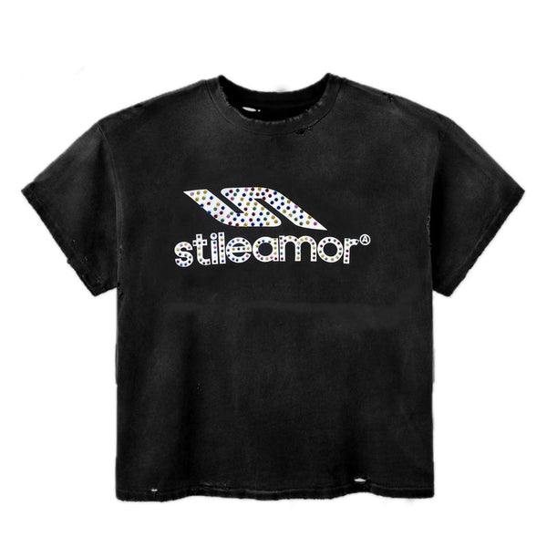 Stile De Amor 'Colorato Rhinestone' Tee (Black)