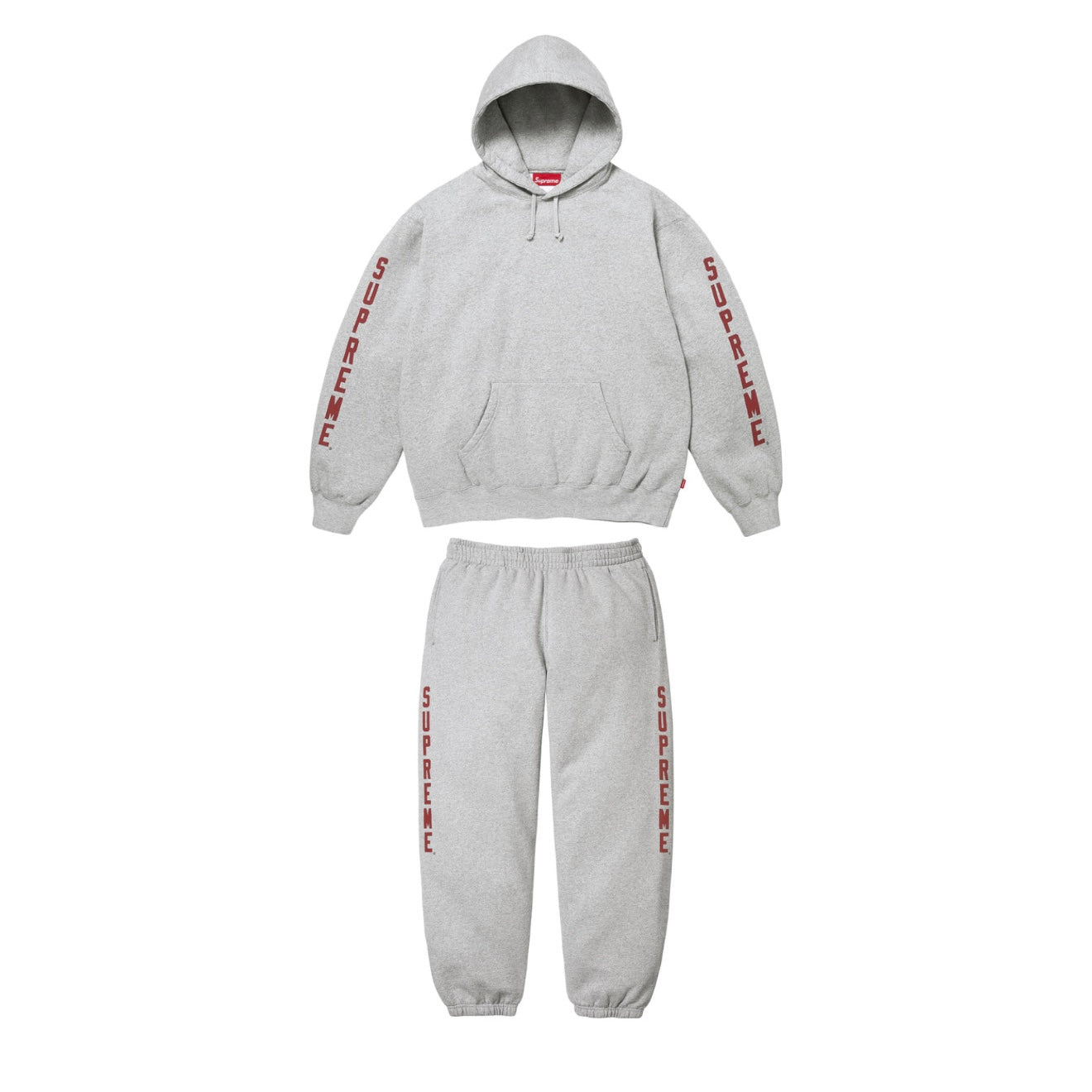 Supreme Washed Logo Sweatsuit FW26 (Grey/Red)