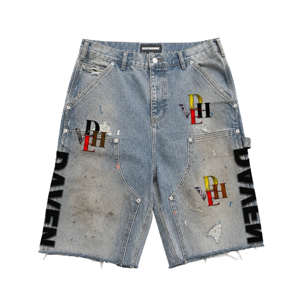 Daven Homme Hybrid Denim Leather Shorts