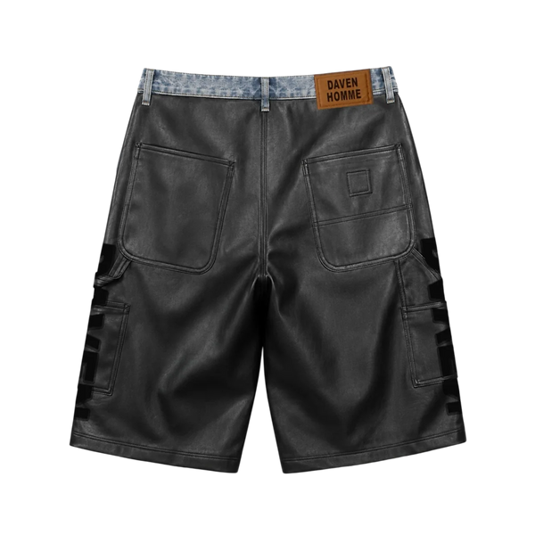 Daven Homme Hybrid Denim Leather Shorts