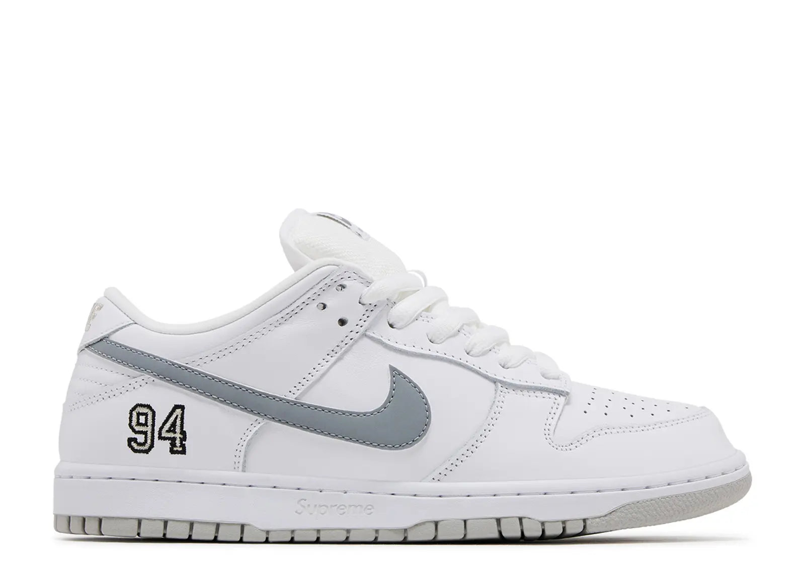 Nike SB Dunk Low Supreme 94 (White Metallic Silver)