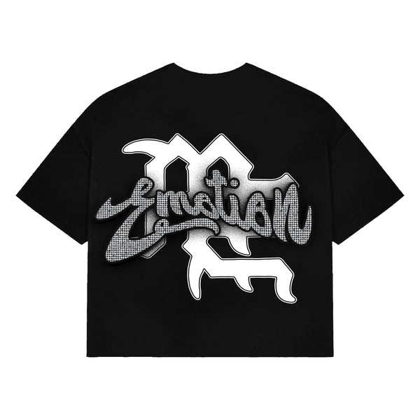 MIXED EMOTION BLACK RHINESTONE CROPPED TEE (BLACK)