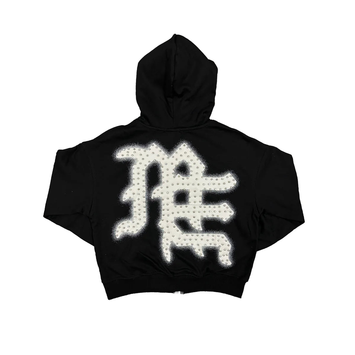 MIXED EMOTION E.N.D. RHINESTONE ZIP UP HOODIE (BLACK)