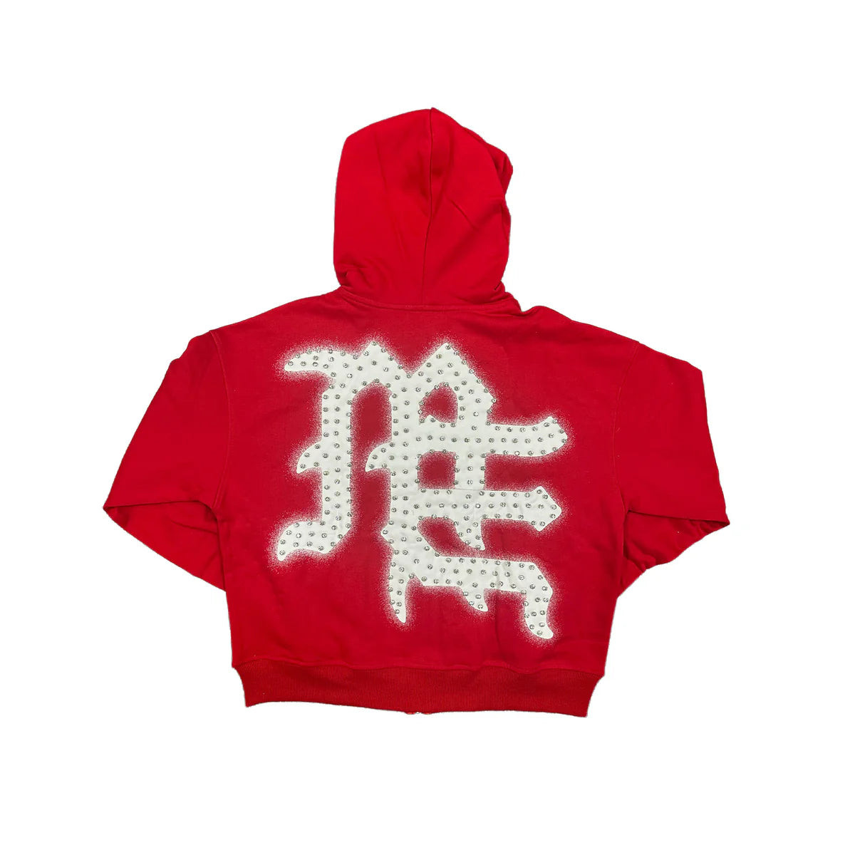 MIXED EMOTION E.N.D. RHINESTONE ZIP UP HOODIE (RED)