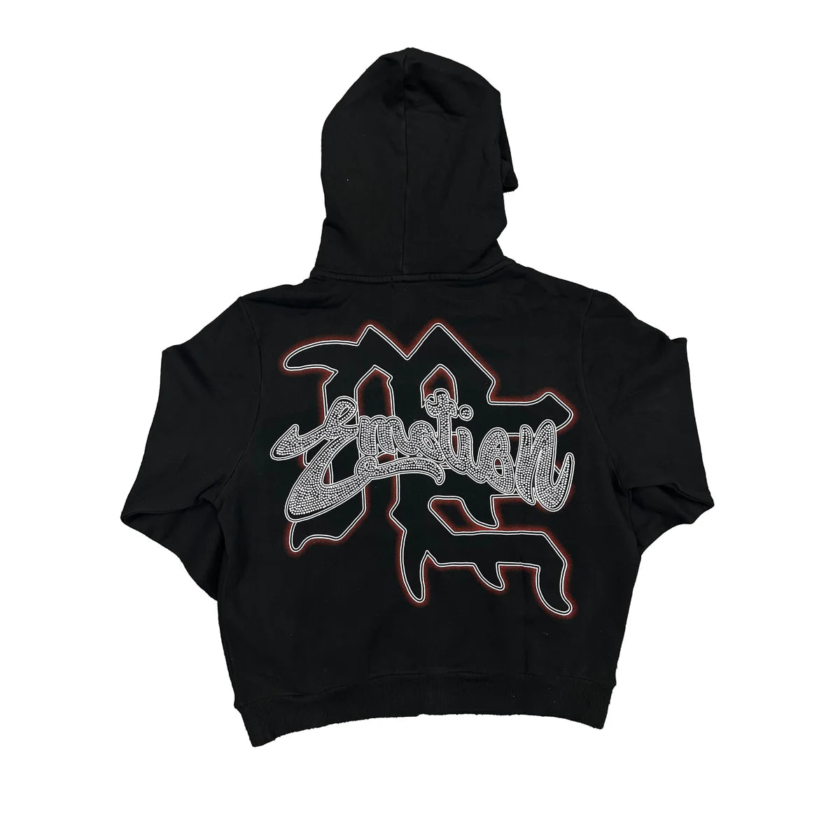 Mixed Emotion Black Rhinestone Zip Up Hoodie