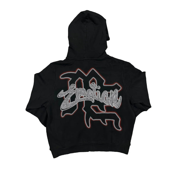 Mixed Emotion Black Rhinestone Zip Up Hoodie