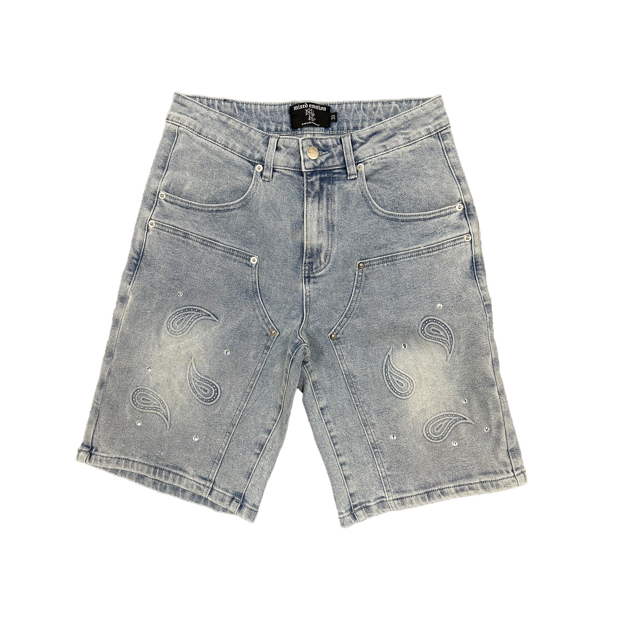 Mixed Emotion Paisley Denim Shorts