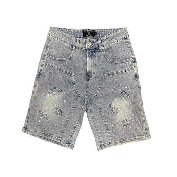 Mixed Emotion Paisley Denim Shorts