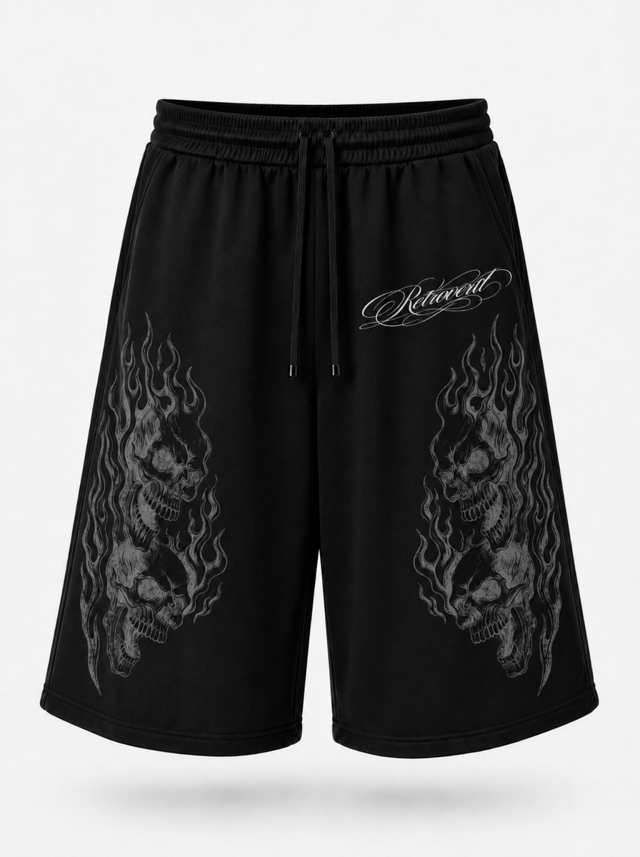 Retrovert ‘Flame’ Sweatshorts (Black)