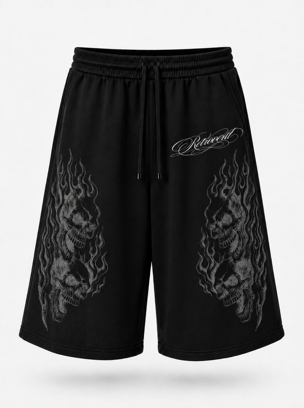 Retrovert ‘Flame’ Sweatshorts (Black)