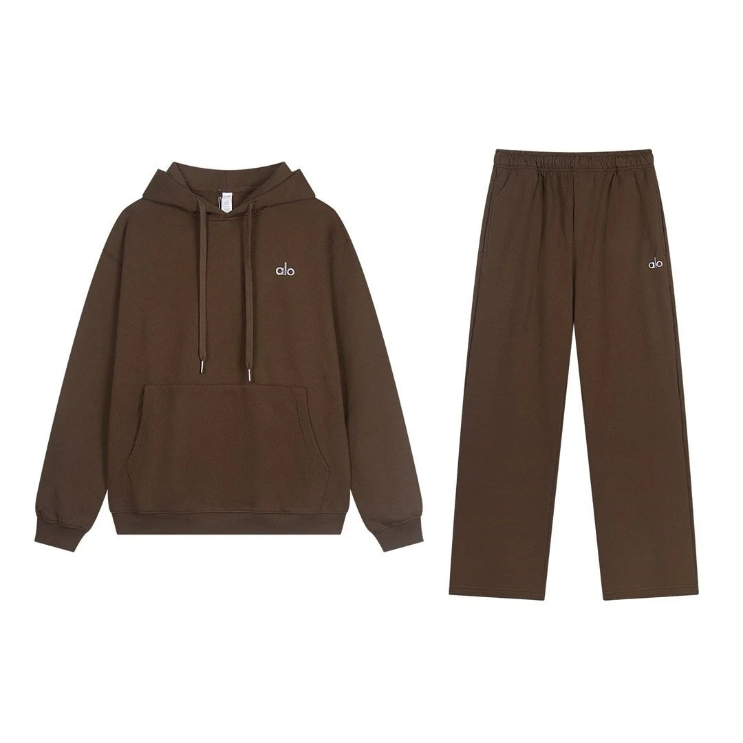 Alo Accolade Pullover Hoodie Sweatsuit (Espresso)
