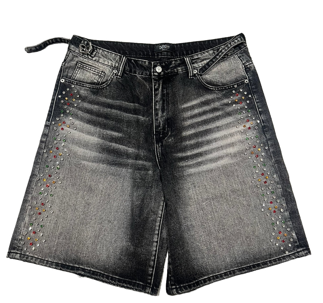 HMDD H-Star Crystal Denim Shorts (Black Wash)