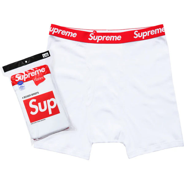Supreme Hanes Boxer Briefs 4 Pack (White)
